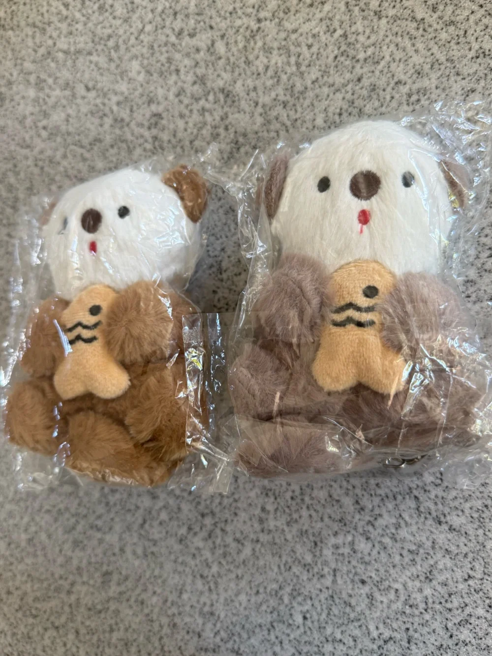 Cute Otter Plush Bag Charm Keychain Set (Set of 2) Holding Fish 🦦 NWT